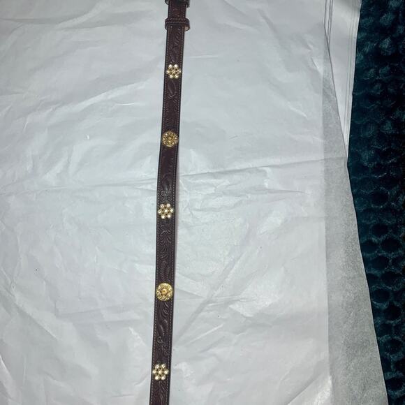 JILL STUART VINTAGE 80’s TOOLED LEATHER BELT WITH JEWELS - WESTERN GLAM! - Picture 9 of 16